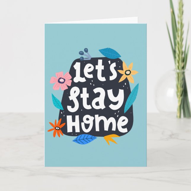 Tarjeta Sigamos en casa floral (Anverso)