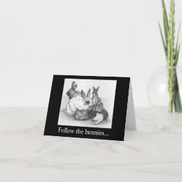 Tarjeta Sigan a los conejitos de Pascua, tienen el chocola