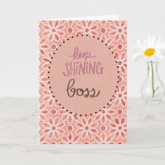 Tarjeta Sigan brillando Jefa Melocotón y Floral Mauve Día