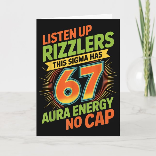 Tarjeta Sigma Tiene 67 Aura Número 67 Aura Farming Helado (Anverso)