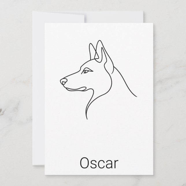 Tarjeta Signature German Shepherd One Line Art Personalize (Anverso)