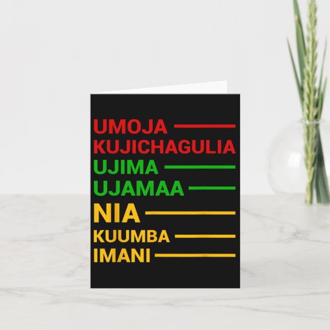 Tarjeta Significados principales de la Fiesta de Kwanzaa 7 (Anverso)