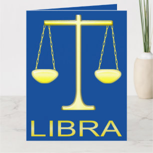 Tarjeta Signo de estrella de balanzas de oro de Libra Cump