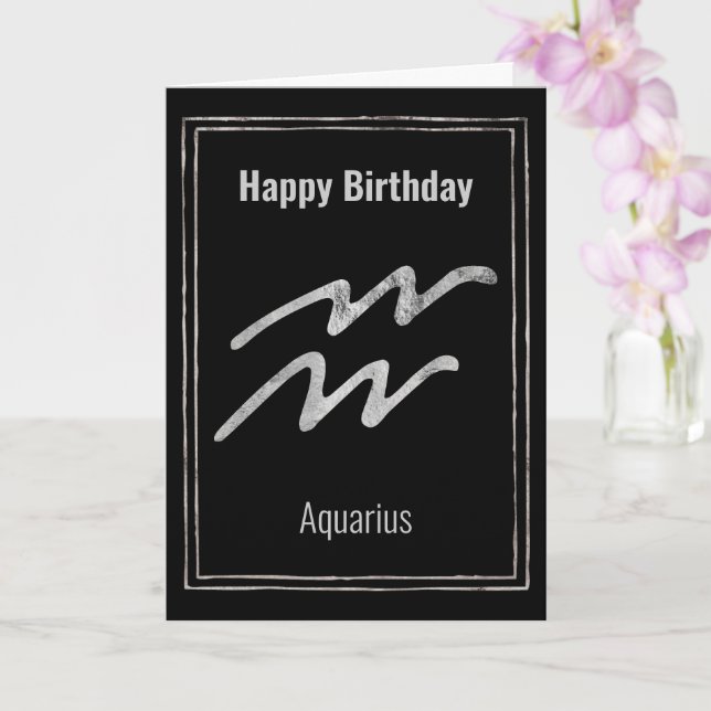 Tarjeta Signo de estrella de zodiaco Aquarius Happy Birthd (Orquídea)