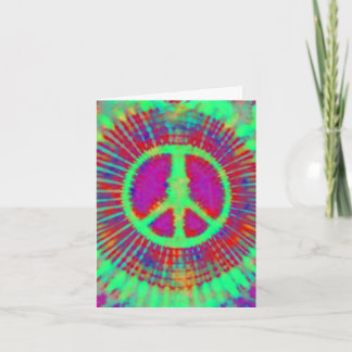 Tarjeta Signo de la paz psicodélico abstracto del teñido