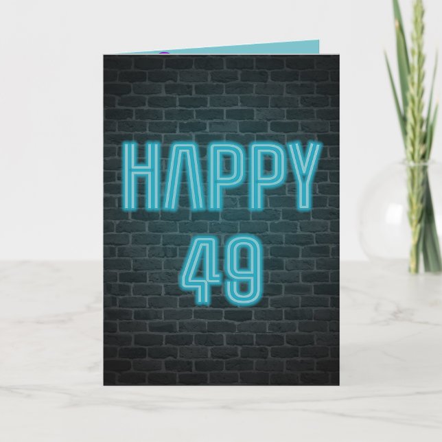 Tarjeta Signo de neón en ladrillo para 49 años (Anverso)