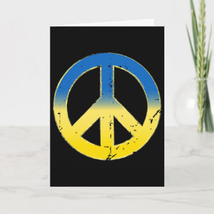 Tarjeta Signo de Paz Colores de Ucrania Aspecto Retro Vint