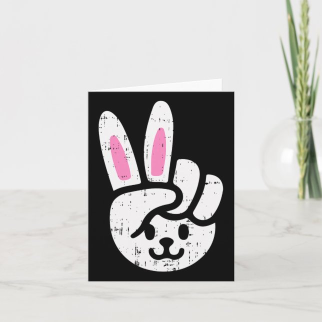 Tarjeta Signo de paz conejo de Pascua Fun Rabbit Spring Ho (Anverso)