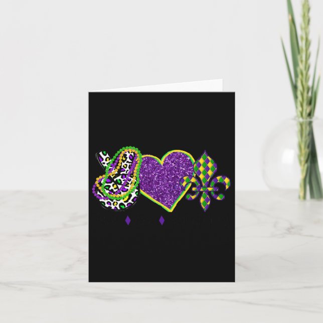 Tarjeta Signo de paz Corazón Fleur De Lys Hippie Paz Mamáe (Anverso)