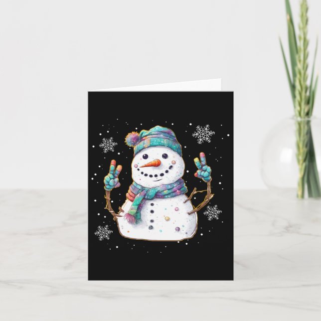 Tarjeta Signo de paz de Snowman Navidades Nieve helada inv (Anverso)
