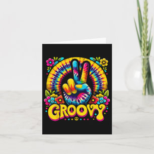 Tarjeta Signo de paz de Tie Dye Groovy Hippie