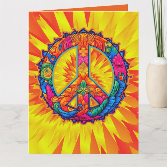 Tarjeta Signo de paz de tinte amarillo Naranja brillante p (Anverso)