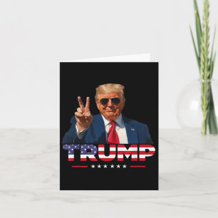 Tarjeta Signo de paz de Trump con bandera de Estados Unido