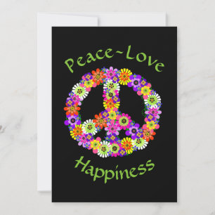 Tarjeta Signo de Paz Floral Paz Amor Felicidad