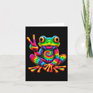 Tarjeta Signo de paz hippie de la rana de tinte