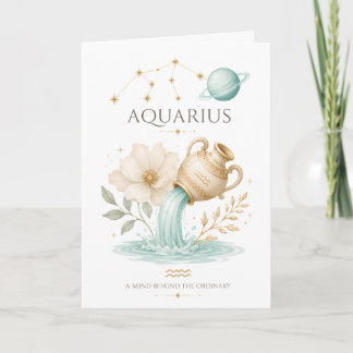 Tarjeta Signo del zodiaco Acuario vintage astrología horós