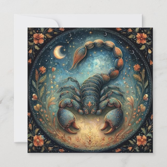 Tarjeta Signo zodiacal de Escorpio Cumpleaños Celestial (Anverso)