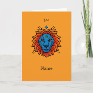 Tarjeta Signo Zodiacal Leo Pop Art - Ilustración Retro de 