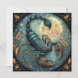 Tarjeta Signo Zodiaco Escorpio Cumpleaños Místico Astrolog