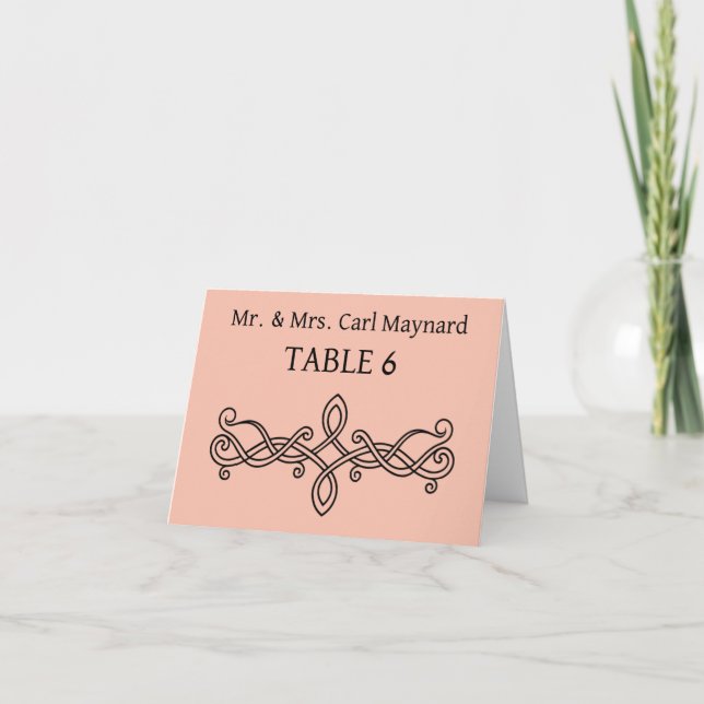 Tarjeta Signos de tabla boda Placecards durazno (Anverso)