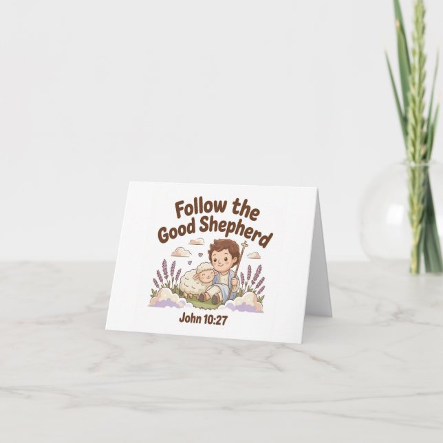 Tarjeta Sigue al cristiano del Buen Pastor (Anverso)