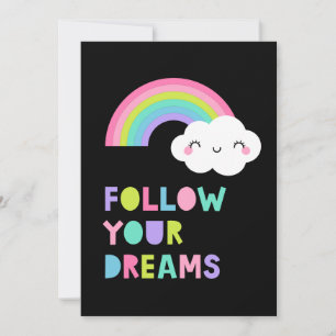 Tarjeta Sigue tus sueños una nube arcoiris suave