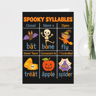 Tarjeta Síl·labes espeluznantes profesor divertido Hallowe