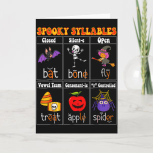 Tarjeta Sílaba espeluznante profesor divertido Halloween e