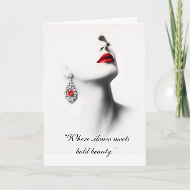 Tarjeta Silent Beauty – Monochrome Charcoal Art with Red  (Anverso)
