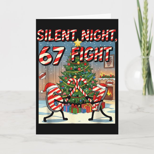 Tarjeta Silent Night 67 Fight Christmas Cartoon Tee  (Anverso)