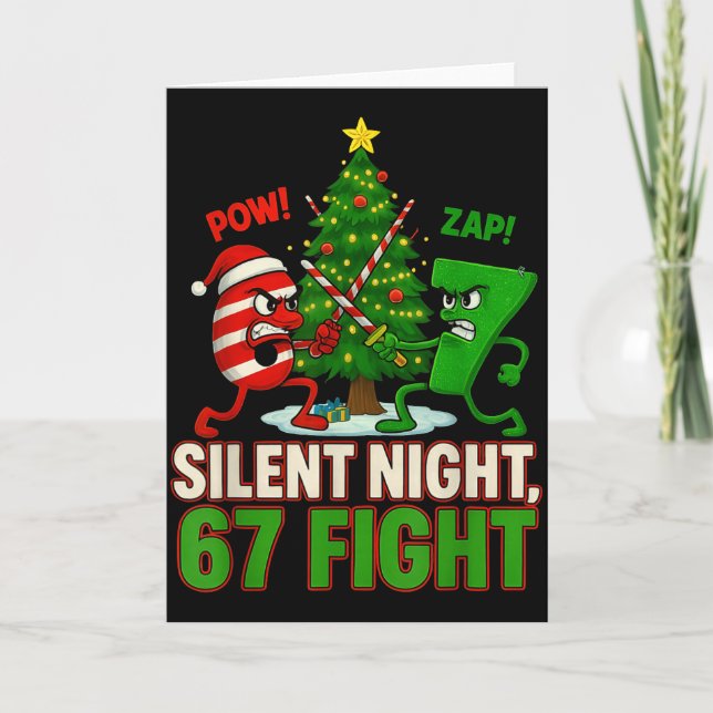 Tarjeta Silent Night 67 Fight Funny Christmas  (Anverso)