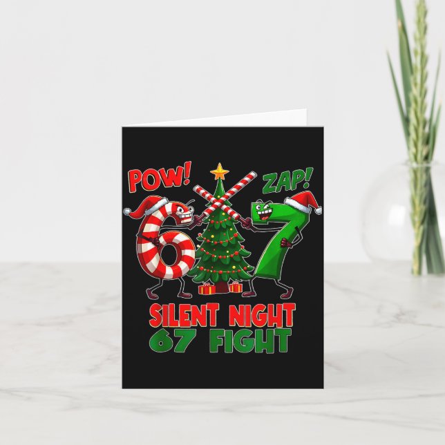 Tarjeta Silent Night Christmas Tree 67 Pajamas Funny Six S (Anverso)