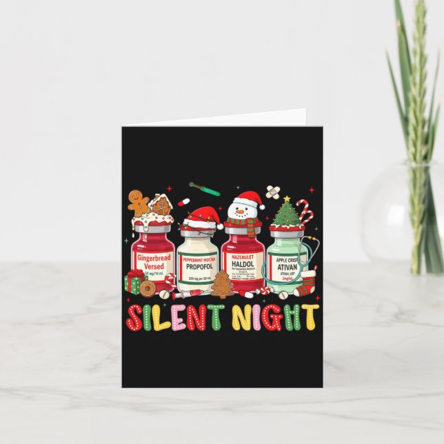 Tarjeta Silent Night Funny Nurse Christmas Design Long Sle (Anverso)