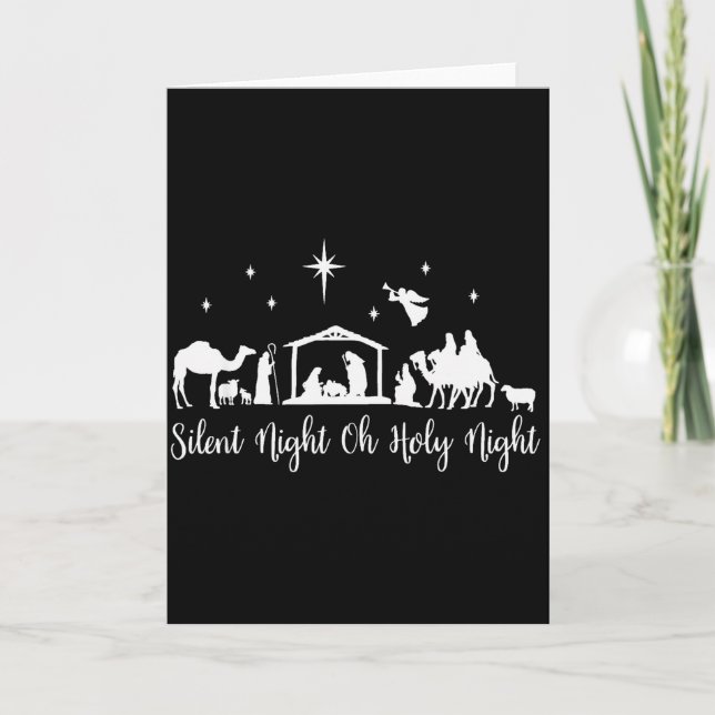 Tarjeta Silent Night Holy Night Nativity Scene Religious C (Anverso)