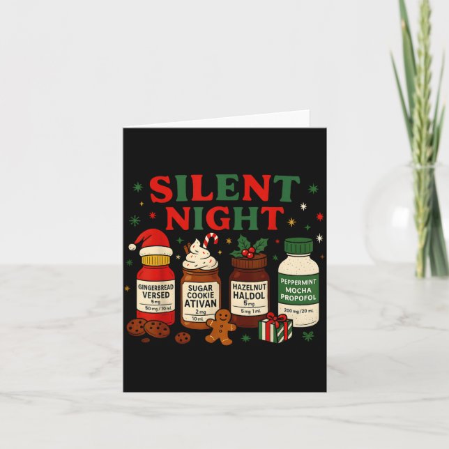 Tarjeta Silent Night Profol Icu Nurse Funny Christmas Medi (Anverso)