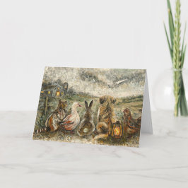 Tarjeta Silent Watching Whimsical Farmhouse Animals 