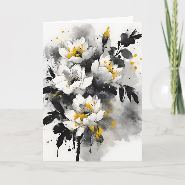 Tarjeta Silente tomentosa - Flores de acuarela (Anverso)