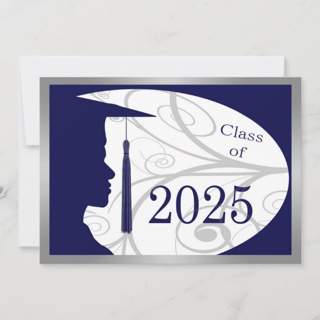 Tarjeta Silhouette 2025 para hombre azul y platead (Anverso)