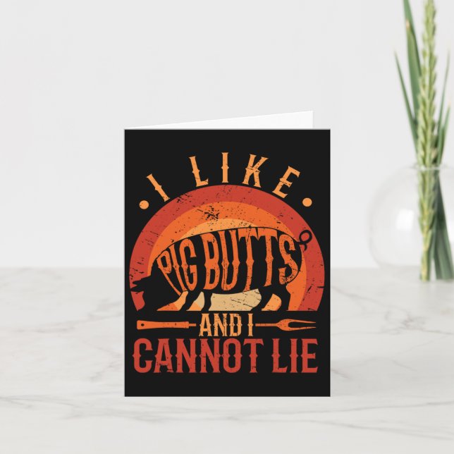 Tarjeta Silhouette Bbq Grill Me Gusta El Cerdo Y No Puedo (Anverso)