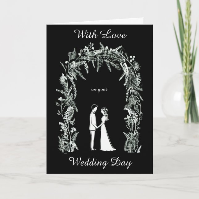 Tarjeta Silhouette Bride y Groom Boda (Anverso)