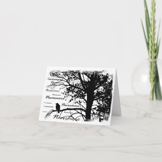 Tarjeta Silhouette de Black & White Nevermore Raven (Anverso)