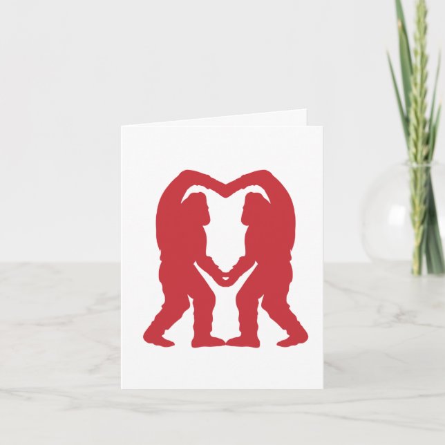 Tarjeta Silhouette del corazón de Sasquatch rojo (Anverso)