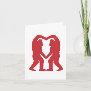 Tarjeta Silhouette del corazón de Sasquatch rojo