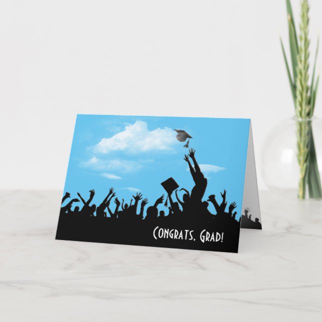 Tarjeta Silhouette graduada en el cielo (Anverso)
