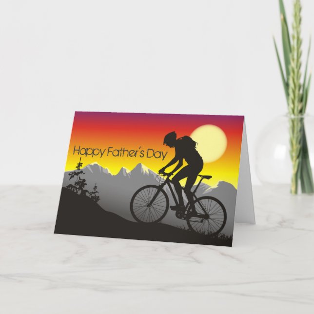 Tarjeta Silhouette Mountain Bike feliz día del padre (Anverso)