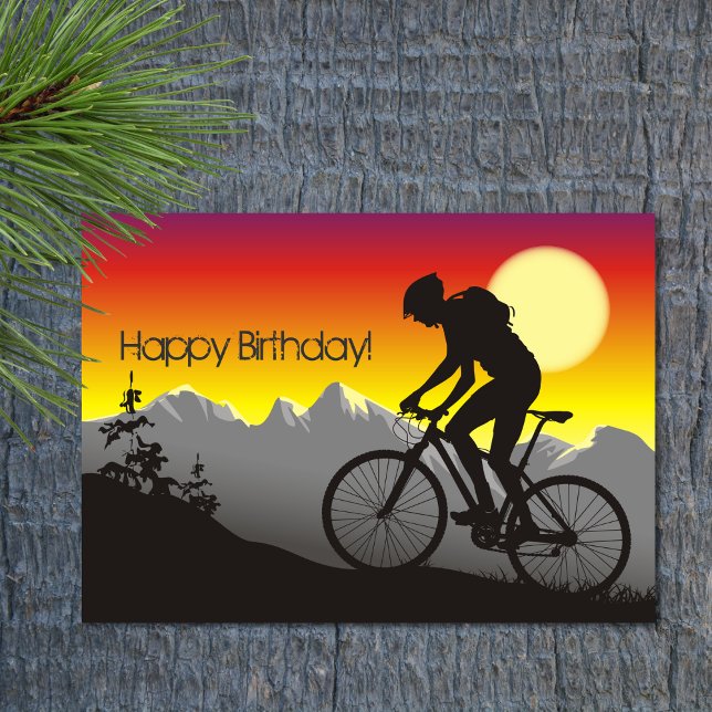 Tarjeta Silhouette Mountain Bike Happy Birthday (Subido por el creador)