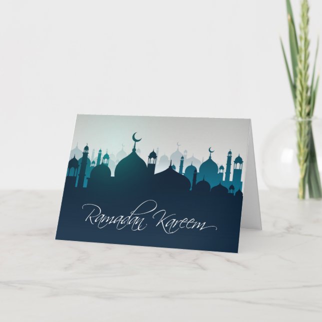 Tarjeta Silhouettes de las mezquitas de Ramadán Kareem Tar (Anverso)