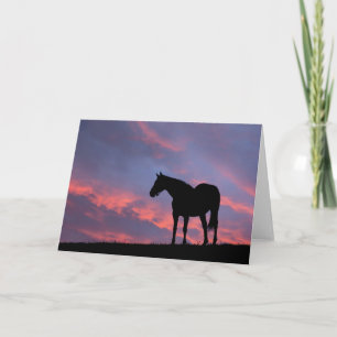 Tarjeta Silhouetti de caballo tostado al amanecer