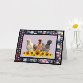 Tarjeta Silkie Bantam Sunflowers Rainbow Gem Corn Saludo