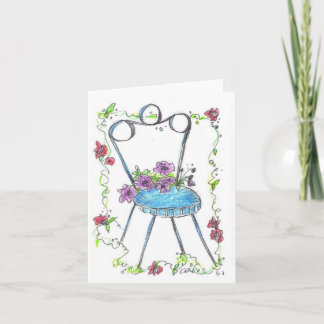 Tarjeta Silla antigua de la flor que dibuja Notecard en